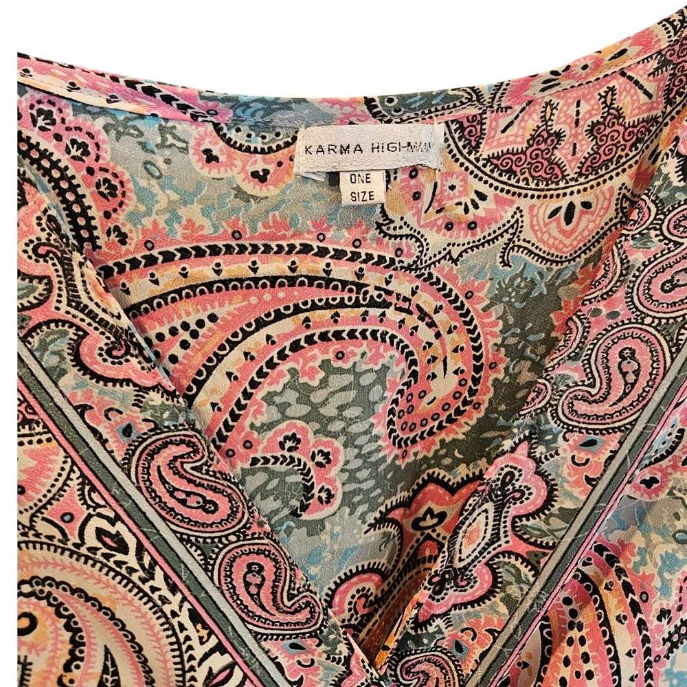 Karma Highway Womens Paisley High-Low Maxi Dress Pink Teal Boho One Size - Picture 2 of 4